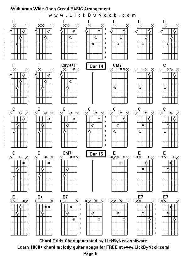 Chord Grids Chart of chord melody fingerstyle guitar song-With Arms Wide Open-Creed-BASIC Arrangement,generated by LickByNeck software.